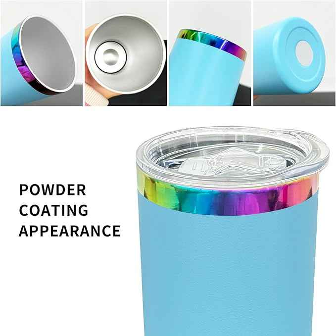 20 oz Skinny Tumblers Stainless Steel Tumbler with Lid and Straw Double Wall Vacuum Insulated Coffee Mug 20oz Powder Coated Cup for Hot and Cold Drinks(Color Mix B,4 pack)
