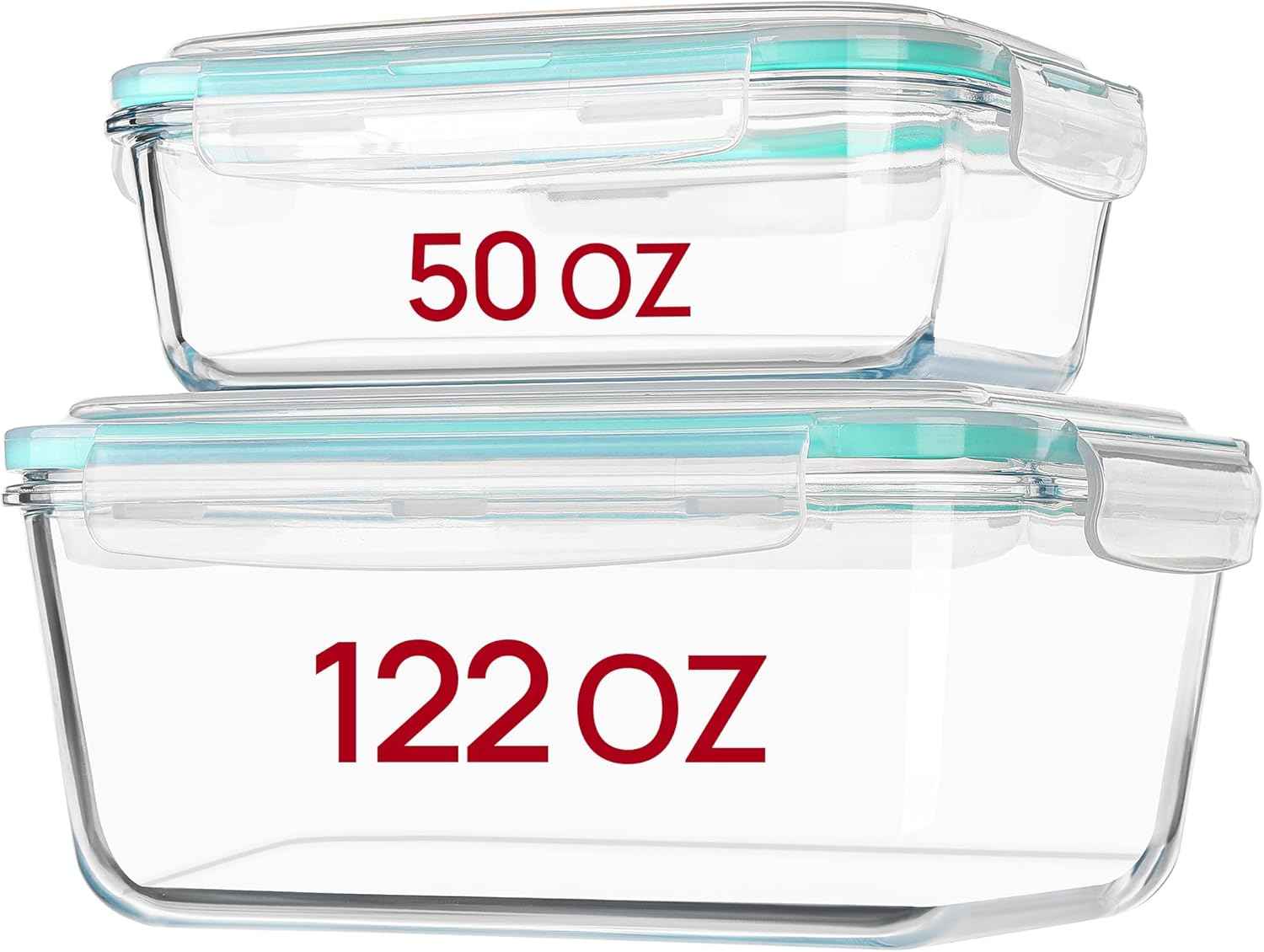 Vtopmart 122oz+50oz Large Glass Food Storage Containers with Airtight Lids, Big Glass Containers for Roasting Chicken, Baking Casseroles, Food Storage, Meal Prep, Fruits, Thanksgiving Meals, BPA-Free