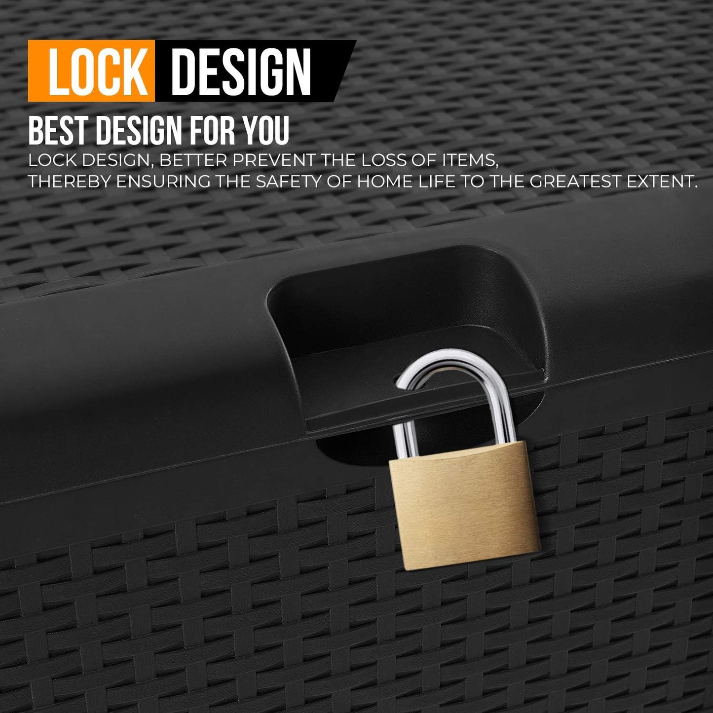 Deck Box Plastic Rattan Storage Box Outdoor for Storage and Organization 120 Gallon Black