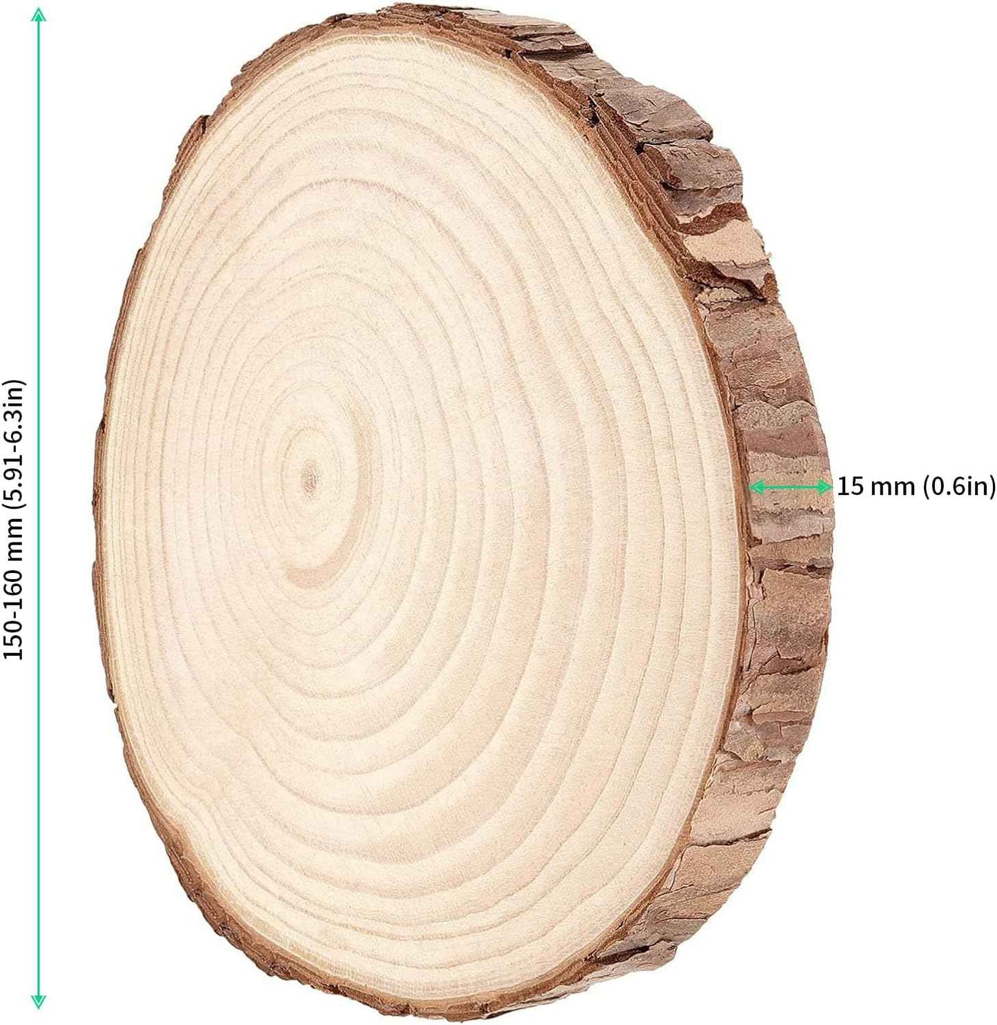 FUNSUEI 12 PCS 5.9-6.3 Inch Unfinished Natural Wood Slices, Natural Wood Coasters with Bark, Wooden Circles for DIY Arts and Crafts, Christmas Ornaments,Rustic Wedding Ornaments