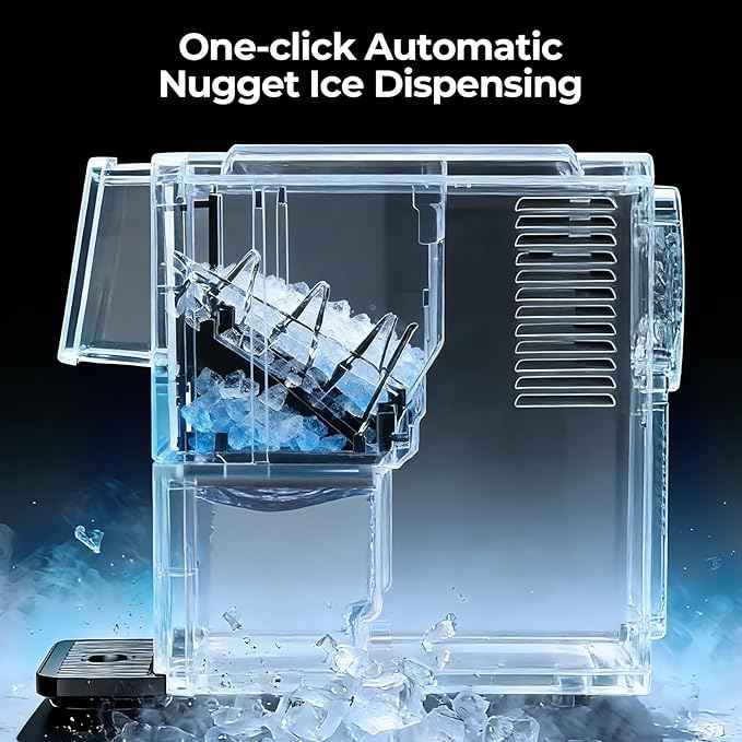 Antarctic Star Countertop Nugget Ice Maker, 33 Lbs/24H Automatic Ice Dispenser, Self-Cleaning Portable Ice Machine, 1.8L Water Tank, Touch Screen & Auto Ice Drop, for Home/Office/Kitchen