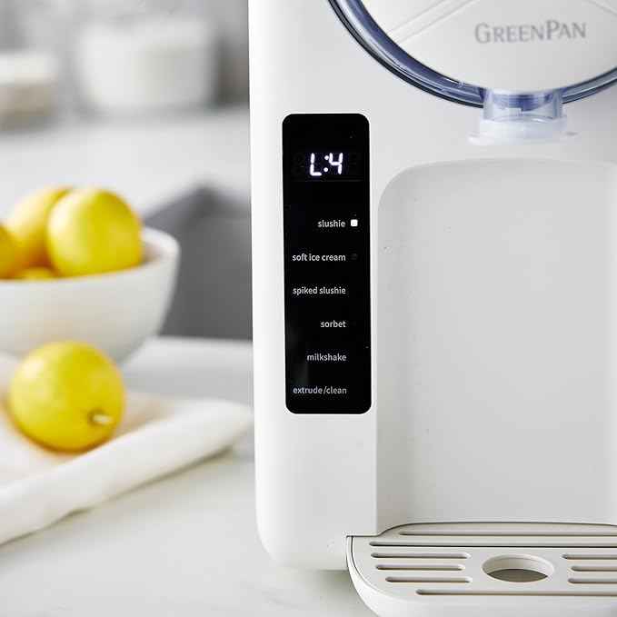 GreenPan Frost Ice Cream Maker & Slushie Machine, Mixing Bowl included, Soft Serve, Sorbet, Margaritas, Milkshakes, Frozen Yogurt, No Pre-Freezing, Ready in 15 Mins, 6 Modes, Self-Cleaning, Cream