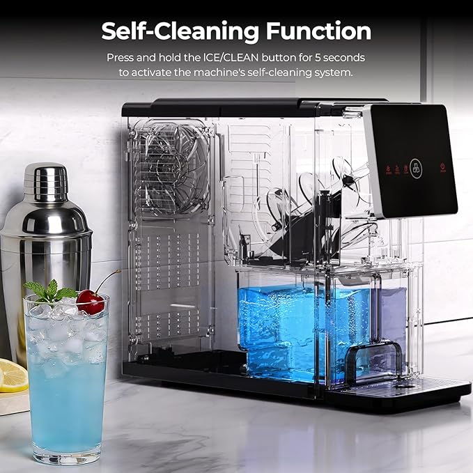 Antarctic Star Countertop Nugget Ice Maker, Self-Cleaning Portable Ice Machine, 33 lb/24H, 1.8L Water Tank, 1.5 lb Ice Storage, Touch Screen & Auto Ice Drop, for Home/Office/Kitchen