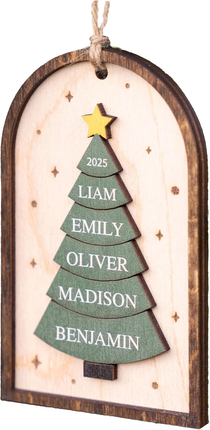 Family Christmas Ornament - 2025 Personalized 3D Ornament with Names
