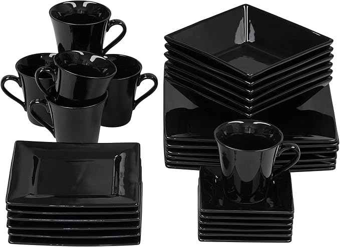 10 Strawberry Street Nova Square 30 pc Dinnerware Set, Black