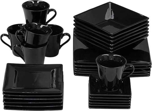 10 Strawberry Street Nova Square 30 pc Dinnerware Set, Black