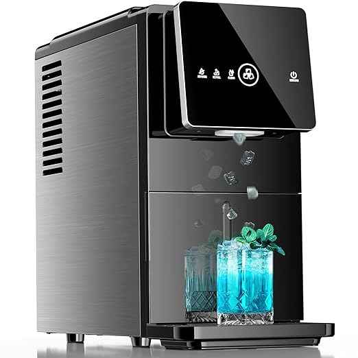 Kismile Countertop Nugget Ice Maker, 33LBS/24H, Soft Chewable Ice, One-Click, One-Touch Automatic Ice Dispensing, Self-Cleaning, 1.8L Removable Water Tank, Ideal for Home/Kitchen/Bar/Office, Black
