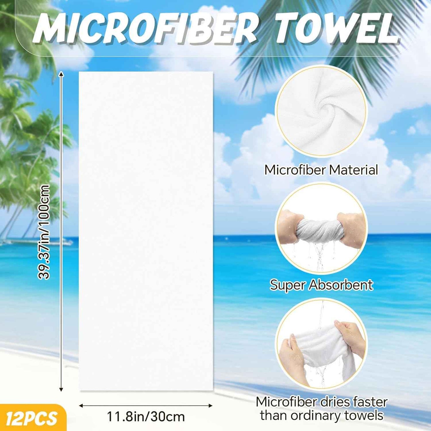 Hortsun 24 Pcs Summer Sets Includes 40"x12" Cooling Towels and Mini Handheld Fan Bulk, Workout Towel Sweat Towels for Hot Weather Gym, Portable Small Fan for Summer Team Travel Gifts (White)