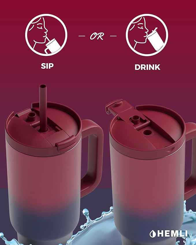 40 Oz Tumbler with Handle and Straw, Insulated Stainless Steel Tumbler with Leakproof 2-in-1 Lid, Reusable and Portable Water and Coffee Travel Mug, Vacuum Insulated