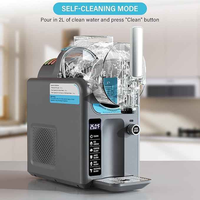 Ice Cream Machine Slushie Machine for Home - Slushy Machine Maker Frozen Drink Maker No Ice Needed Self Cleaning, 5 Preset for Soft Serve Ice Cream, Slushie, Margarita, Frappés, Milkshake