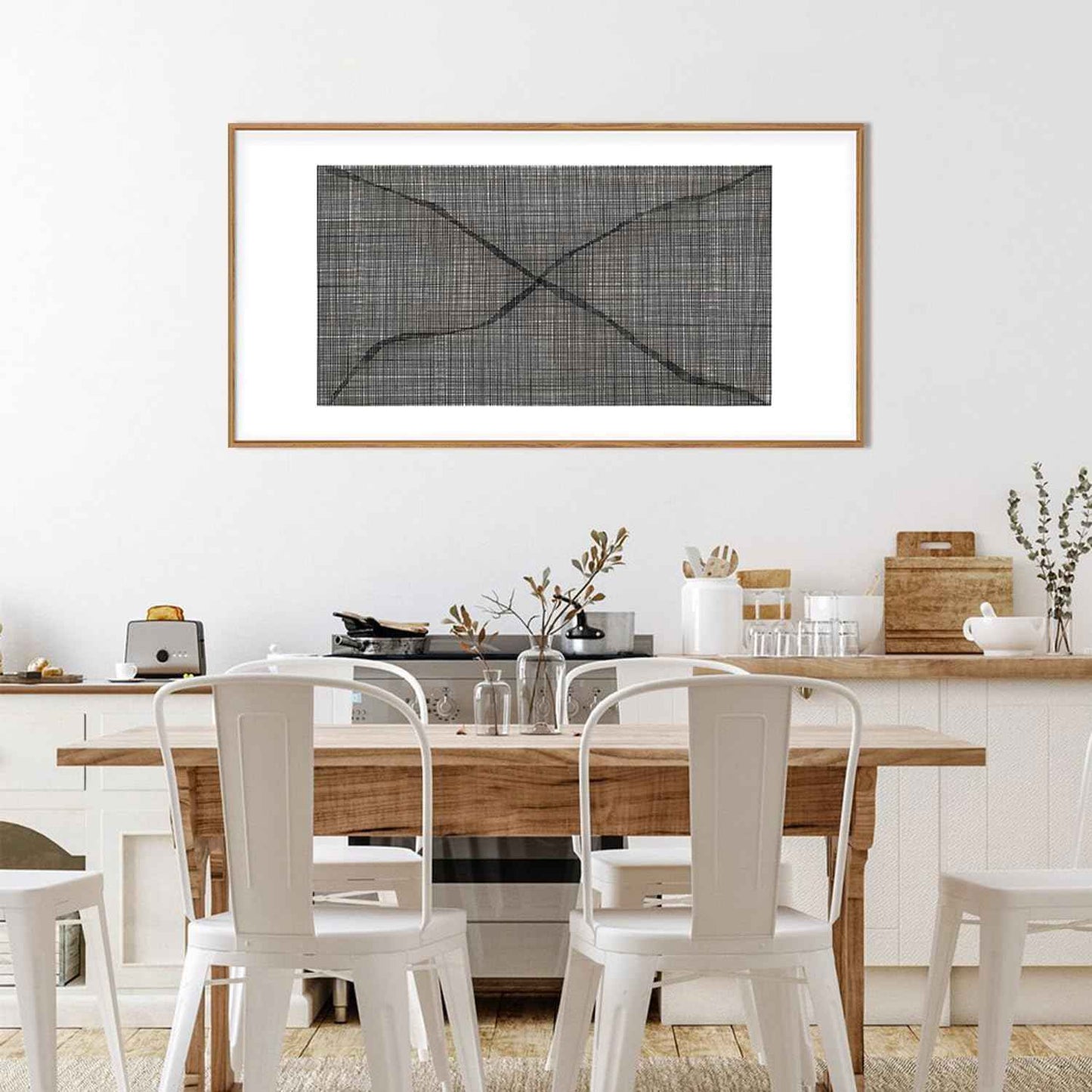 Abstract Line Framed Canvas Wall Art Set,Minimalist Black and White Wall Decor,Neutral Geometric Print,Modern Mid Century Boho Artwork for Living Room,Bedroom-20 x40