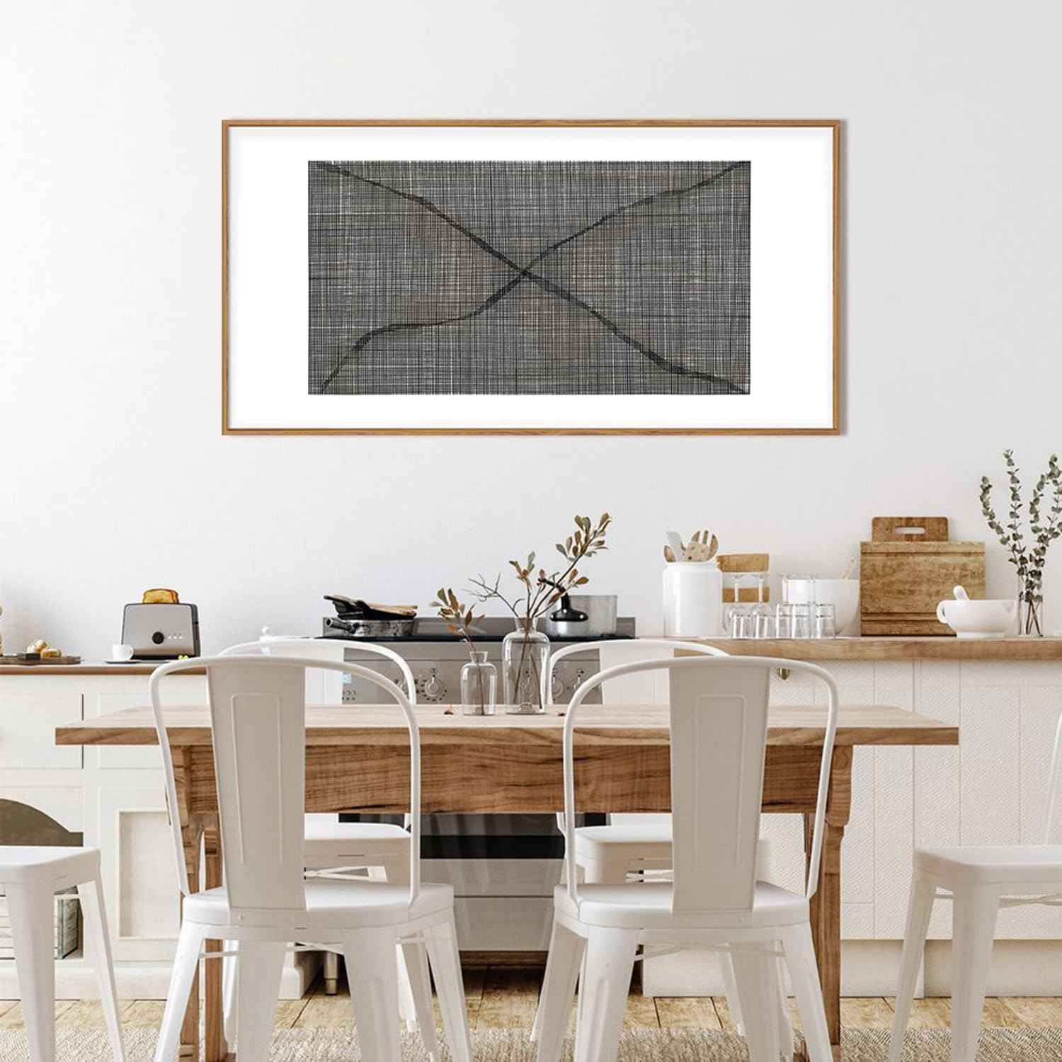 Abstract Line Framed Canvas Wall Art Set,Minimalist Black and White Wall Decor,Neutral Geometric Print,Modern Mid Century Boho Artwork for Living Room,Bedroom-20 x40
