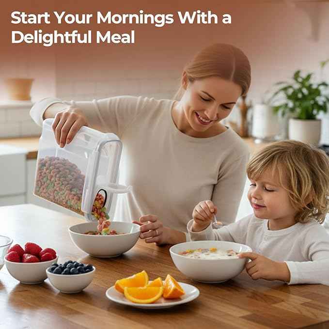 ComSaf 6.7Qt Cereal Storage Container Set of 2 - Ideal for Home Cooks Storing Cereal and Organized Families Organizing Bulk Food，Large Cereal Dispenser Keeps Pantry and Kitchen Countertop Neat