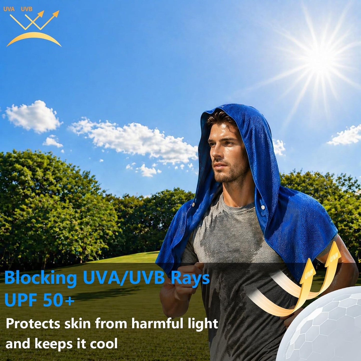 3Pack Cooling Hoodie Towel, UPF 50+ Sun Protection Ice Towel, Instant Cooling Towels for Neck and Face, Perfect for Sports, Gym, Workout, Yoga, Running & Hot Weather