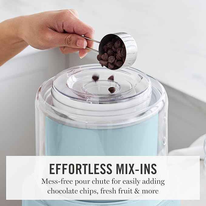 Martha Stewart Ice Cream Maker, 2 Quart Double-Insulated Freezer Bowl, Sorbet & Frozen Yogurt, Ready in 20 Minutes, Mix-Ins Chute, Easy to Clean, Sky Blue