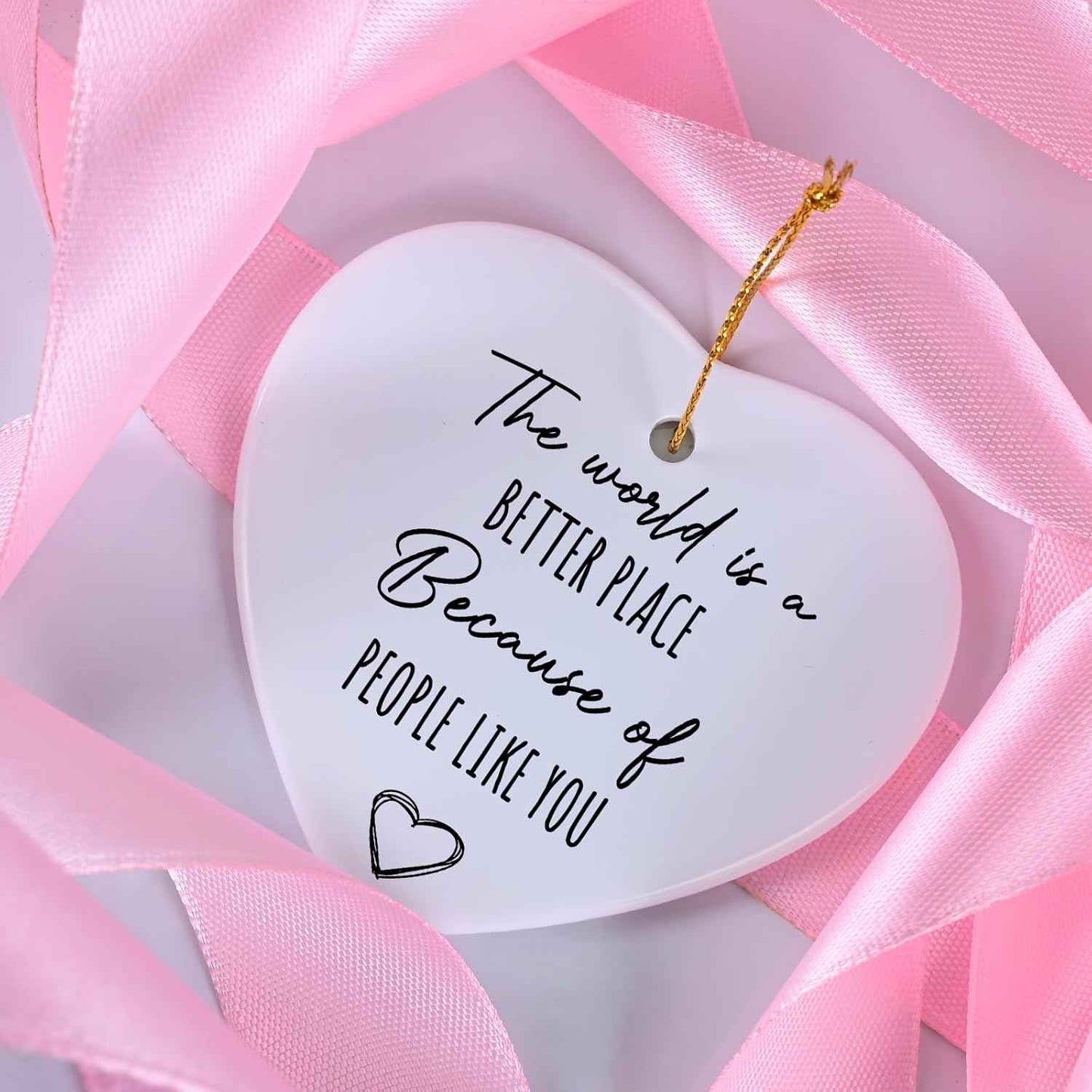 Jocidea Thank You Gift - The World is a Better Place - Ceramic Heart Quote Gift