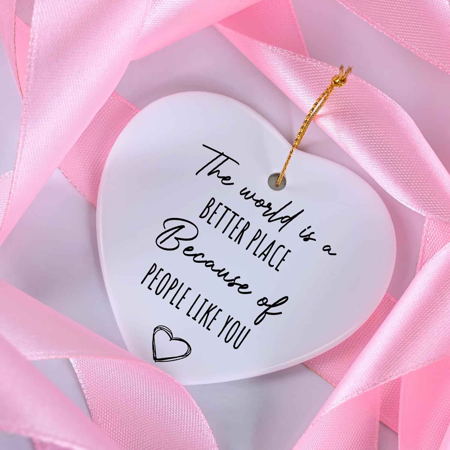 Jocidea Thank You Gift - The World is a Better Place - Ceramic Heart Quote Gift