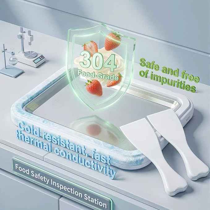 Rolled Ice Cream Maker Kit 2026 Upgraded-【Italy-SOAR-SUS-304】 Stainless Steel- DIY Rolled Ice Cream Tray 【Upgraded High-Freezing Refrigeration】 with 2 Scrapers -Large