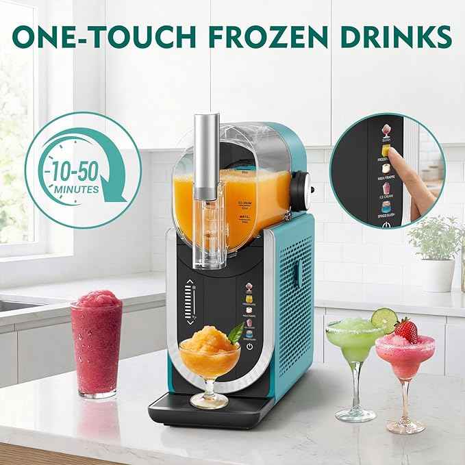 Slushie Machine for Home, No Ice Needed Margarita Machine & Slushy Machine, 5 Preset, Rapid Freezing, Self-Cleaning, 66oz Slushie Maker for Frappes, Spiked Slush, Ice Cream, Dark Green