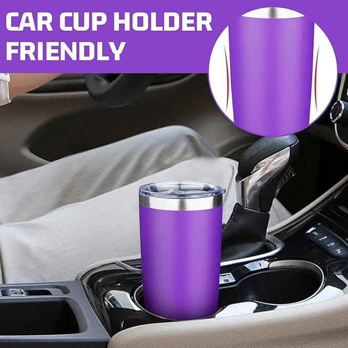 20oz Tumbler with Lid Double Wall Vacuum Insulated Travel Coffee Mug Stainless Steel Thermal Cup Powder Coated Sturdy Coffee Tumbler for Hot and Cold Beverage (Purple,1)