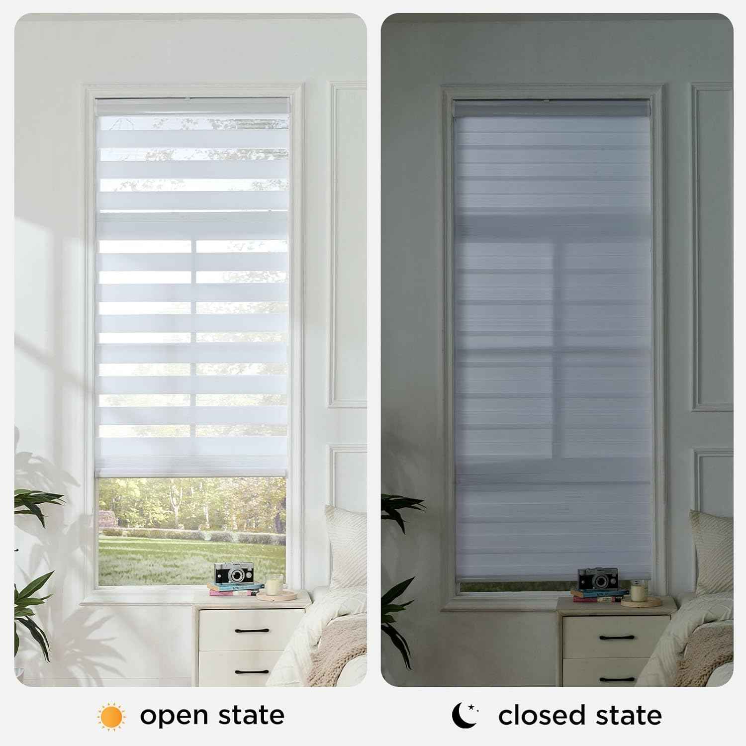 Joydeco White Sheer Zebra Blinds for Windows Cordless 70 Inch Wide,Privacy Light Filtering Dual Layer Roller Shades for Home Office Bedroom, 70" W×75" H