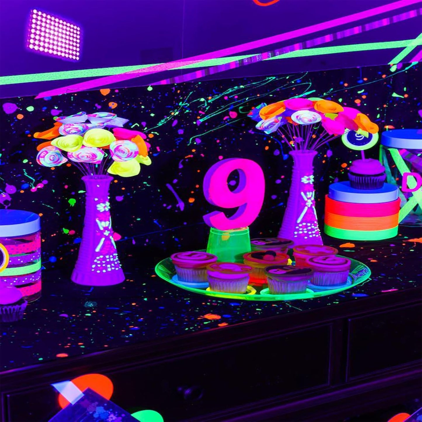 50W Black Lights, Blacklight Flood Light with Plug and Switch,for Glow Party, Halloween, Fluorescent Poster, Stage Lighting, Body Paint