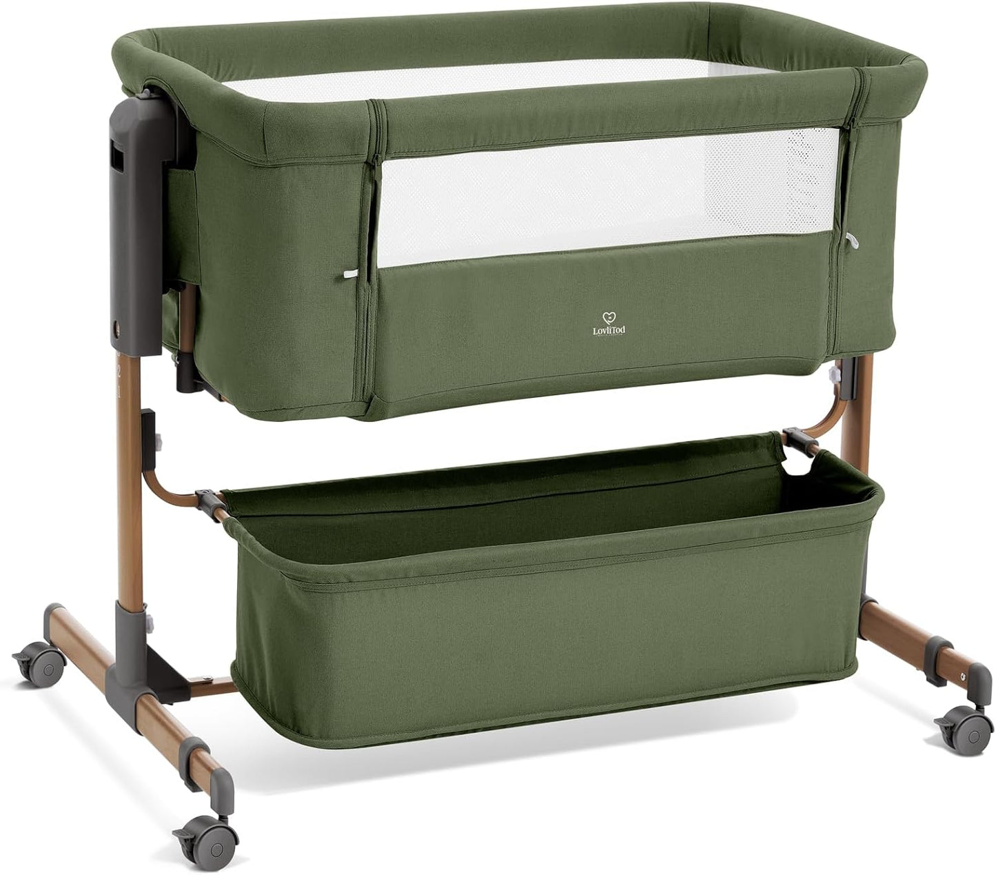 3 in 1 Baby Bassinet, Rocking Bassinet, Bedside Bassinet, 6-Height Adjustable, Bassinet Bedside Sleeper, Bedside Bassient for Baby with Comfy Mattress, Breathable Mesh, Large Storage Basket