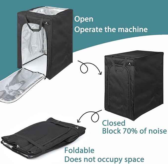Sound Cover for Ninja Creami, Blender Noise Cover, Blocks 70% Noise,Waterproof, Fireproof, Foldable Quiet Dust Cover for Most Blenders/Ice Cream Maker
