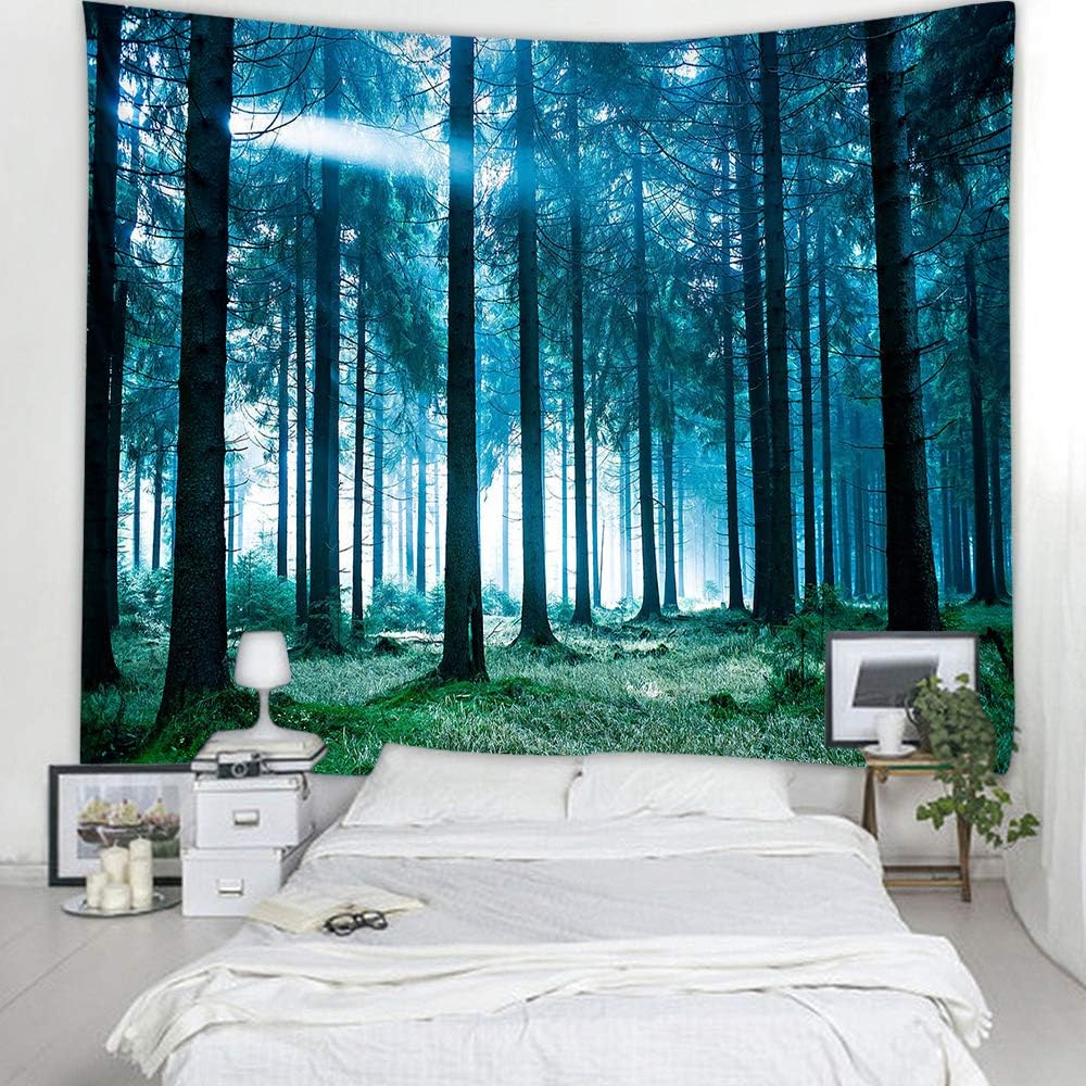 Llamazing Forest Tapestry - Home Decor Landscape for Living Room & Bedroom (Forest White Light, 78''L60''W)