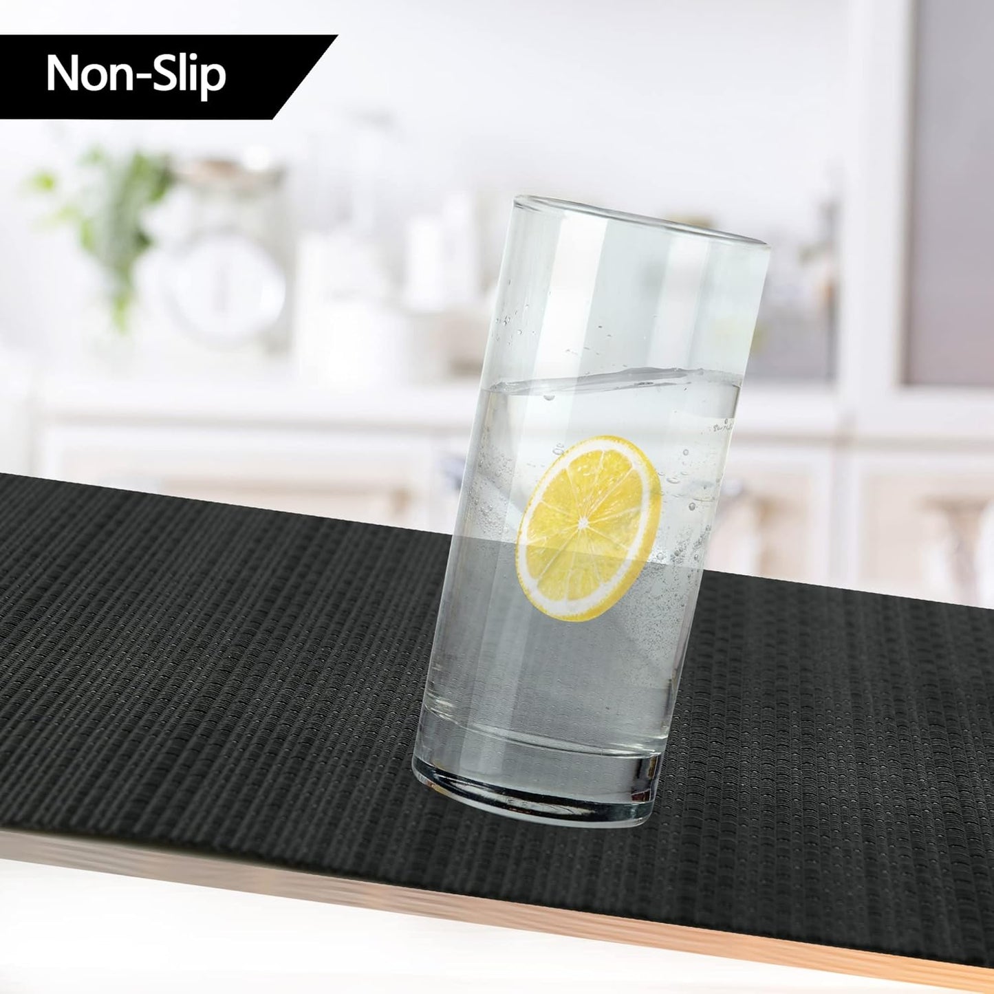 Black Placemats Set of 6 - Easy Clean Washable Vinyl Placemats - Wipeable Heat Proof Table Mats for Dining Table - 17x12 Inch (Pure Black, 6)