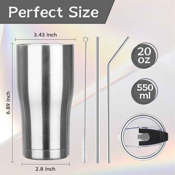 MEZMUT 20oz Coffee Tumbler with Lid and Straw Double Wall Vacuum Insulated Cup Stainless Steel Travel Mugs Insulated for Hot and Cold Leakproof Powder Coated Tumbler for Indoor and Outdoor