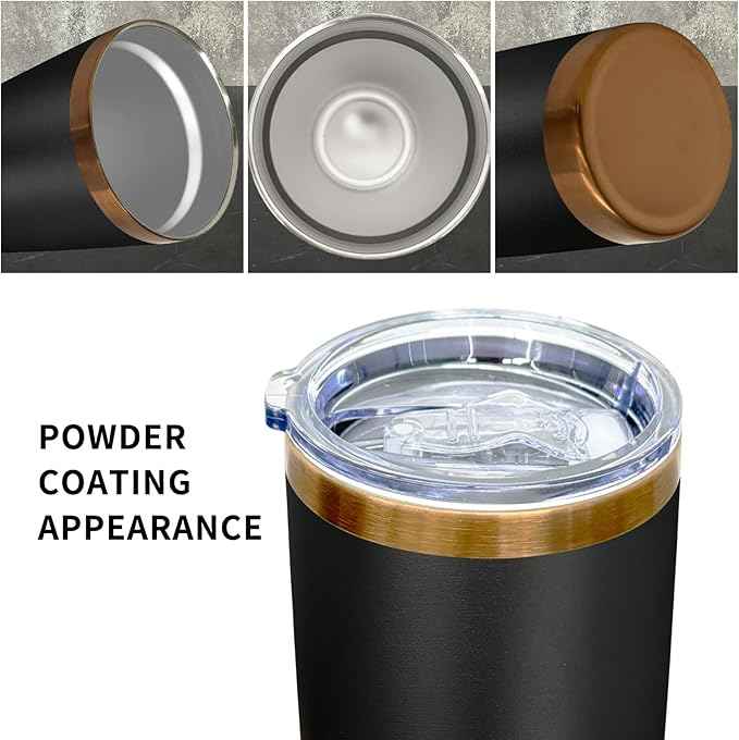 20 oz Tumblers Stainless Steel Tumbler with Lid and Straw Insulated Coffee Mug for Laser Graving 21oz Powder Coated Cup(Black,6 pack)