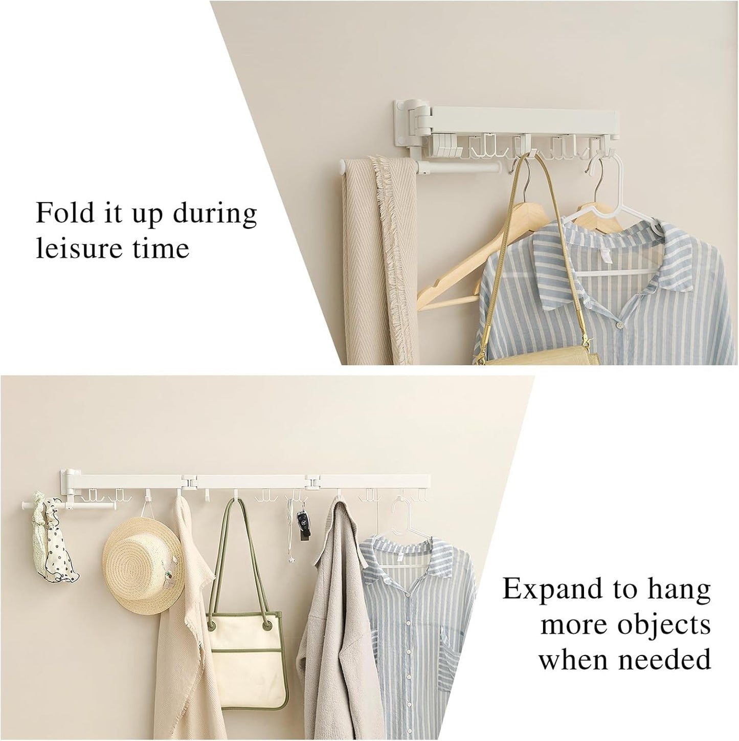 Wall Mounted Clothes Drying Rack,Drying Rack Clothing Wall Mount with Foldable Features(Tri-Fold),Space Saver,Wall Mounted Drying Rack for Laundry Balcony Bathroom (White)