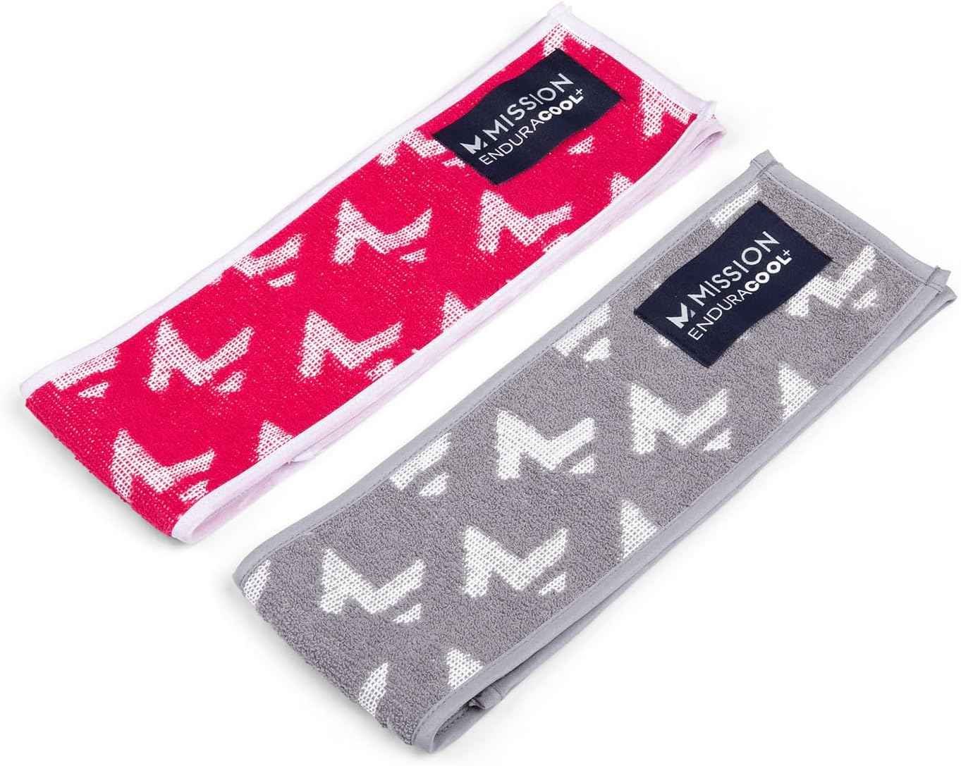 MISSION Enduracool+ Mini Performance Towel, 2 Pack, Instant Cooling Up to 8 Hours UPF 50, Fast Drying, for Outdoors, Running, Sports, Hiking, Camping, Gym (Ash Gray & Fuchsia)
