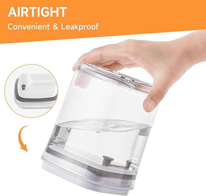 Pop Top Food Storage Container Set | 4Pcs Airtight Cereal Storage Organizer Canisters with Pop Lids, BPA-Free, Vacuum Seal & One-button Opening, Stackable Dry Food Storage(1.9qt*2,0.8qt,1qt