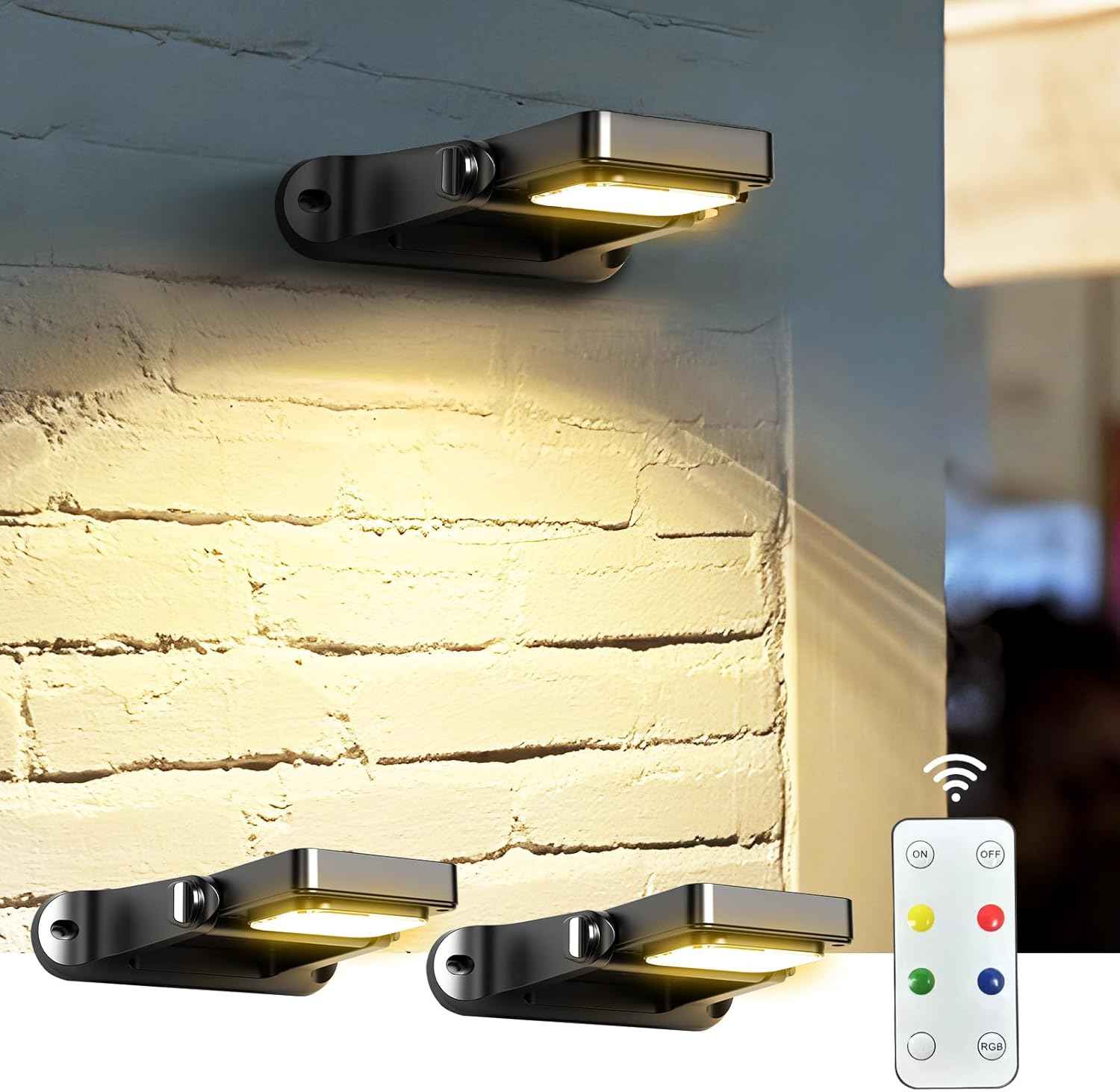 COXSENI Solar Wall Lights Outdoor with Remote Control, Long Lasting Battery, 6 Color Modes, Warm/Cool White, RGB, IP65 Waterproof 360° Adjustable Angle for Fence Porch Yard Deck Step, 2 Pack