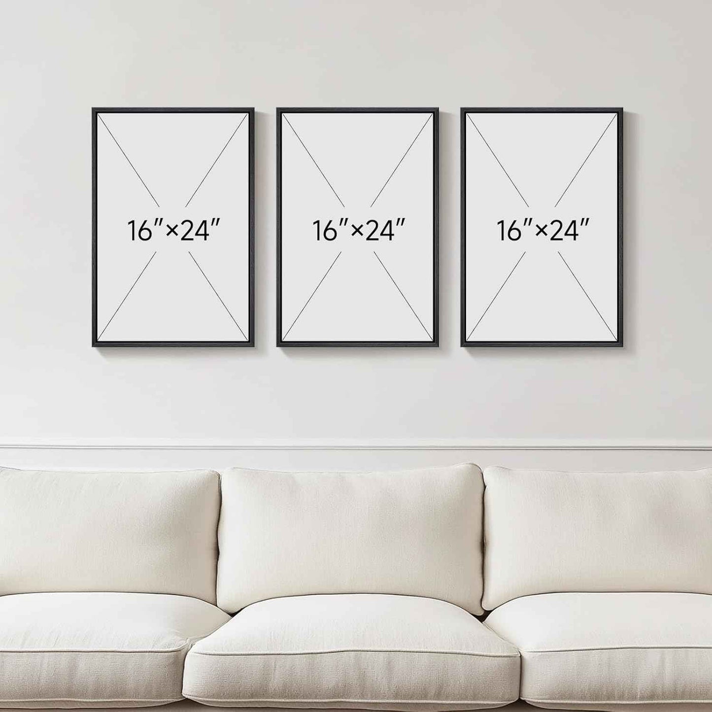 Framed Black and White Abstract Wall Art, 3 Piece Modern Canvas Prints Paintings Art for Walls, Minimalist Black White Abstract Pictures for Living Room Bedroom Dining Room Office Wall Decor 16x24 In