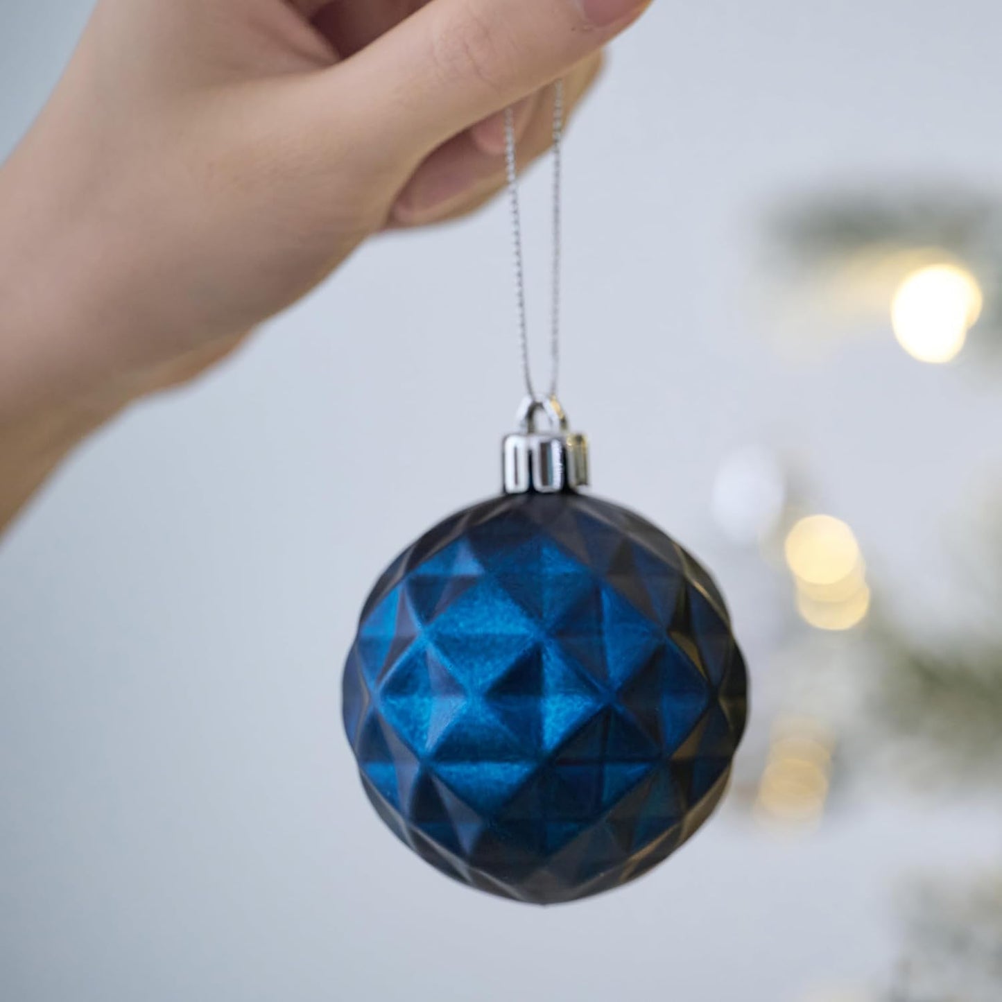 Valery Madelyn Christmas Ornaments Tree Decorations Set for Fall Halloween, 24ct Navy Blue Silver Shatterproof Ball Ornaments, 2.36" Hanging Ornament Bulk for Xmas Holiday Party Decor