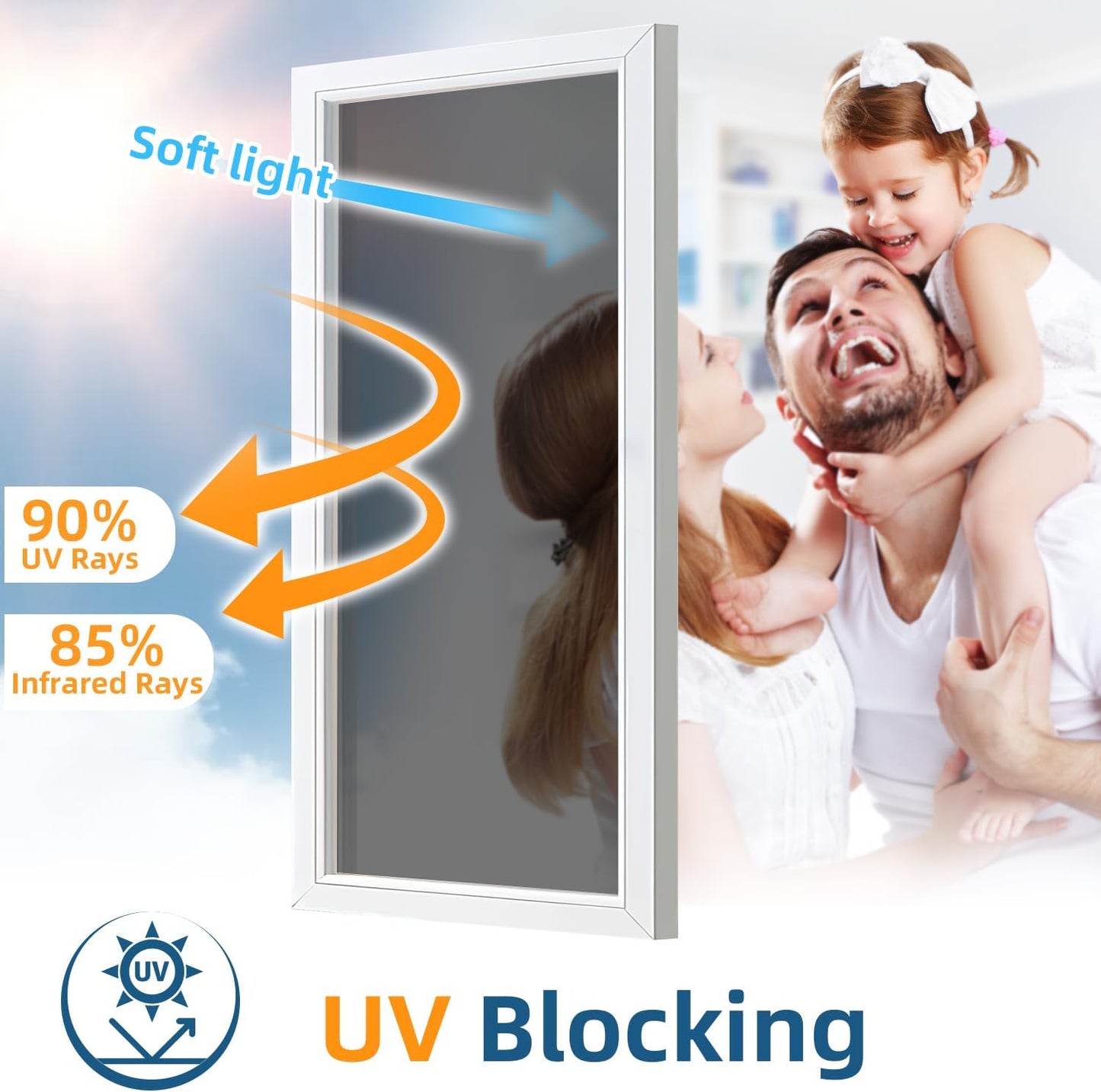 DUOFIRE One Way Window Film Privacy See Out Not in Heat Blocker Window Tint Reflective Mirror Windows Tinting Film for Home Static Cling Anti-UV Sun Blocking Windows Covering（Black, 35.4x78.7in）