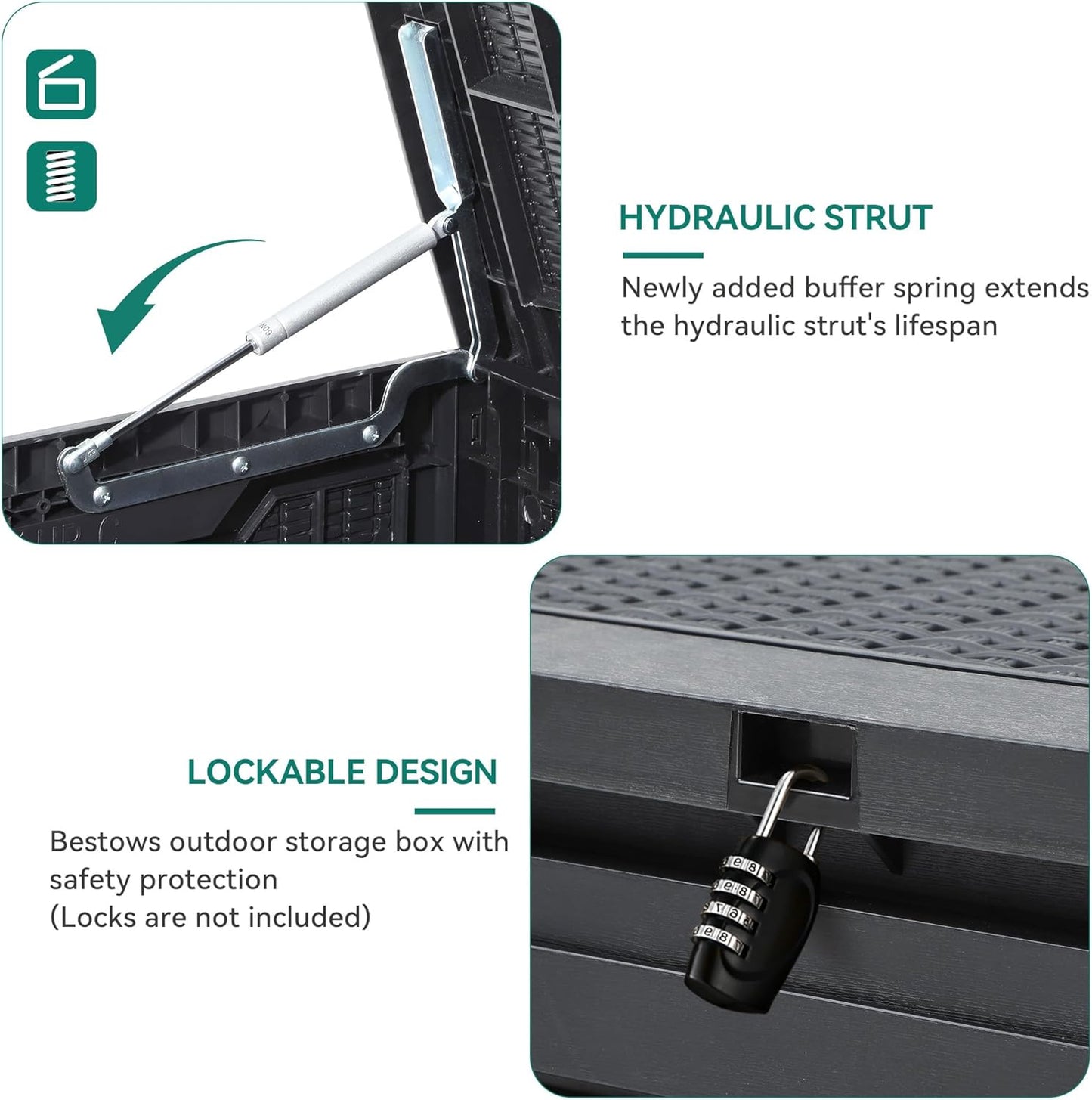 YITAHOME 100 Gallon Outdoor Storage Box, Large Water Resistant Resin Deck Box, Indoor Outdoor Lockable Storage Container for Patio, Garden, Cushions, Tools, Equipment (Dark Gray)