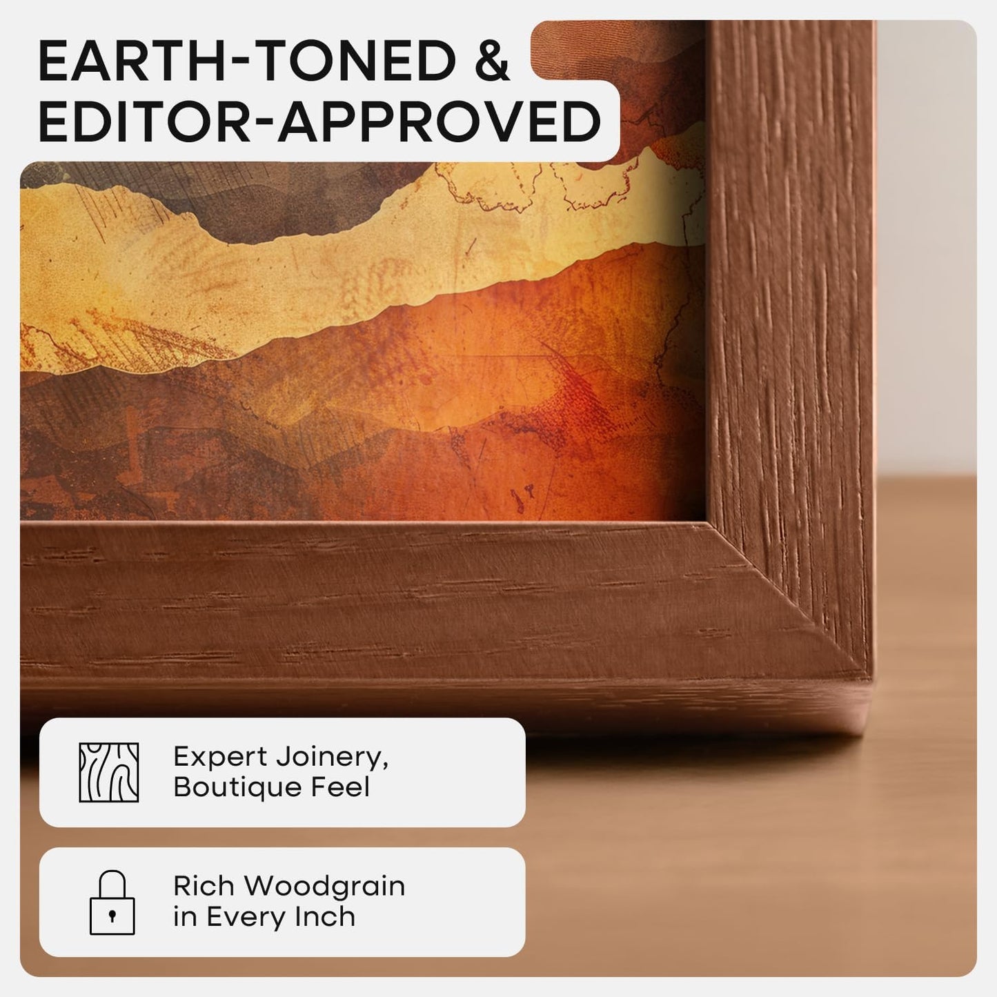 Homeforia 4x6 Brown Picture Frame, High End Dark Oak 4x6 Wooden Frames with Mat 3x5 Photo, 4 x 6 Walnut Wood Frame Matted to 3 x 5 Print, 6x4 Wall or Tabletop Frame, Tempered Glass, Wall Kit, Set of 1