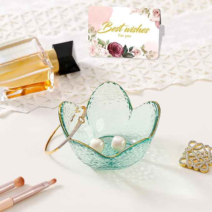 Binoster Friendship Gifts For Women Jewelry Dish Glass Ring Dish Jewelry Tray Cute Vanity Organizer Room Decor Jewellery Tray Trinket Dish Cute Bedroom Decor Christmas House Warming Gifts for women