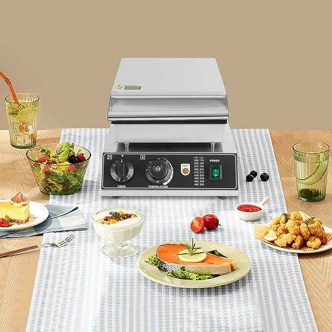 Electric Ice Cream Cone Maker, 1750W Waffle Cone Machine with Temperature and Time Control, Stainless Steel Non-Stick Egg Roll Maker for bakeries Snack Shops Restaurants Schools Food Factories Etc