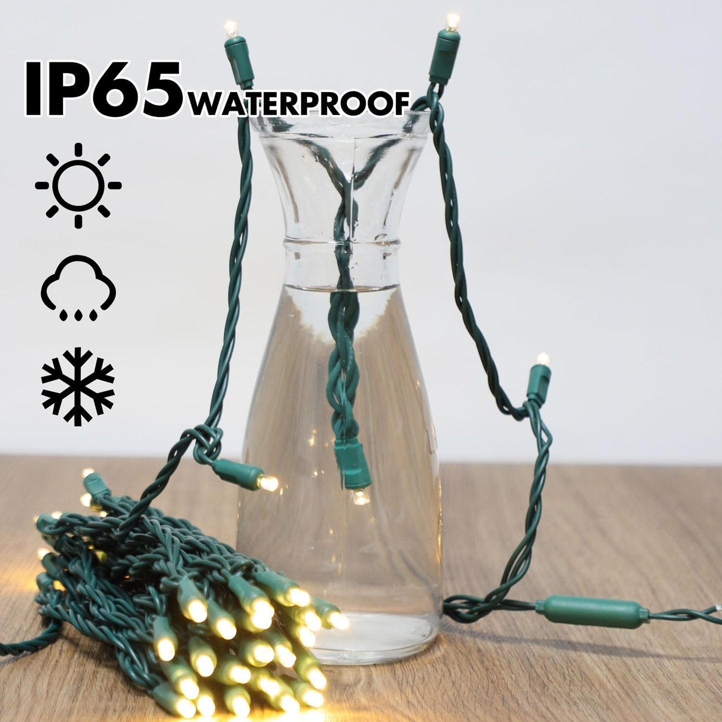 200LED (4pk of 50L) String Lights, LED Christmas Lights, 6" SPACING,Green Wire,Warm White