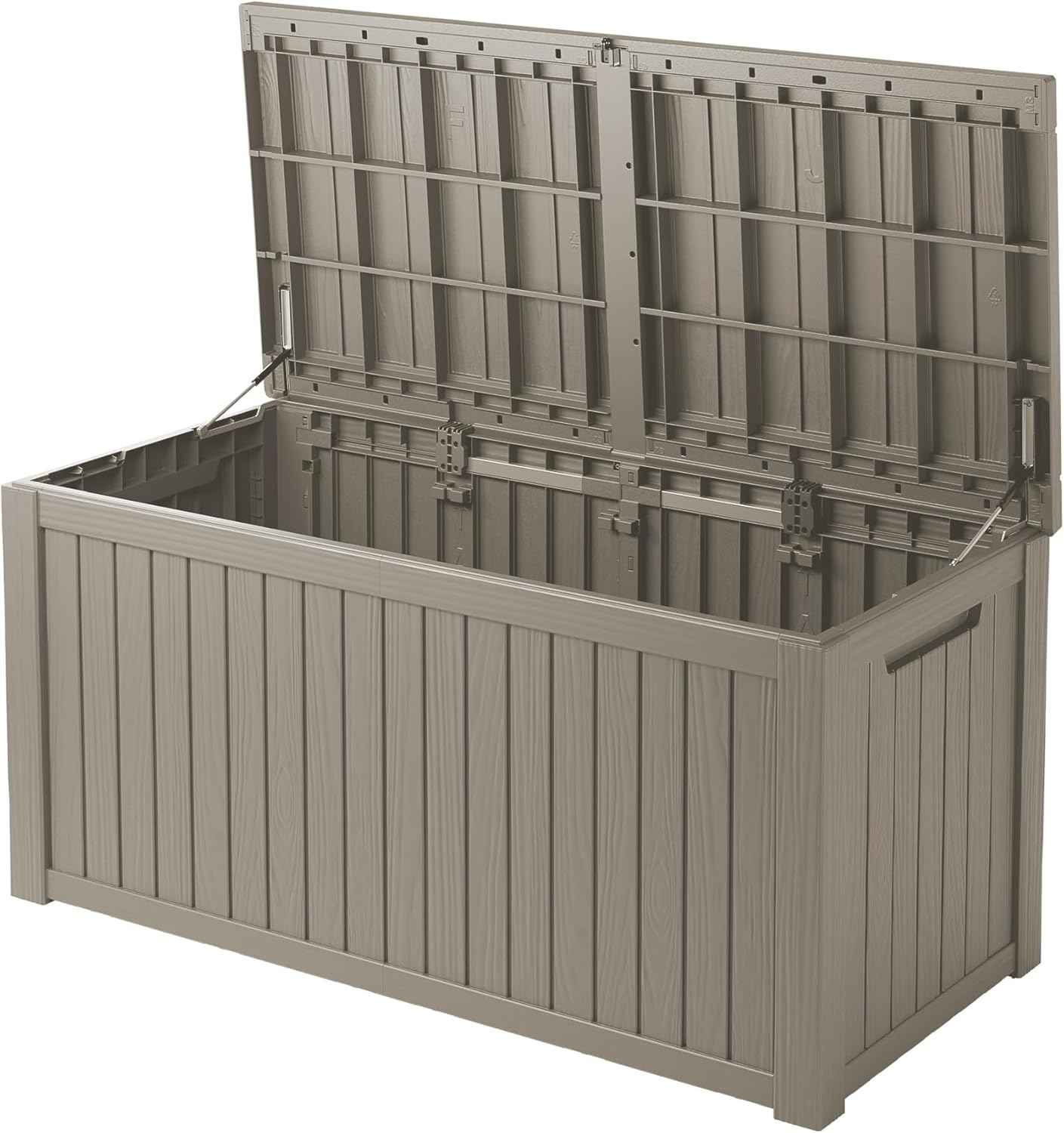 200 Gallon Lockable Resin Outdoor Storage Box, Waterproof & Weather Resistant Deck Box for Patio Cushion, Garden Tools & Pool Accessories, Grey