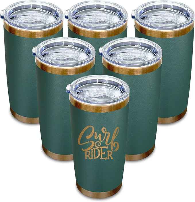20 oz Tumblers Stainless Steel Tumbler with Lid and Straw Insulated Copper Coffee Mug for Laser Graving 21oz Powder Coated Cup(Green,6 pack)
