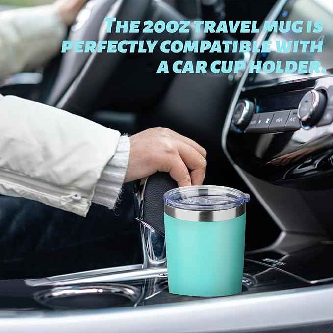 20oz Tumbler with Straw and Brush, Stainless Steel Vacuum Insulated tumbler, Double Wall Insulated Coffee Tumbler for Outdoor, Home, Travel,Office (Light Green,1pcs)
