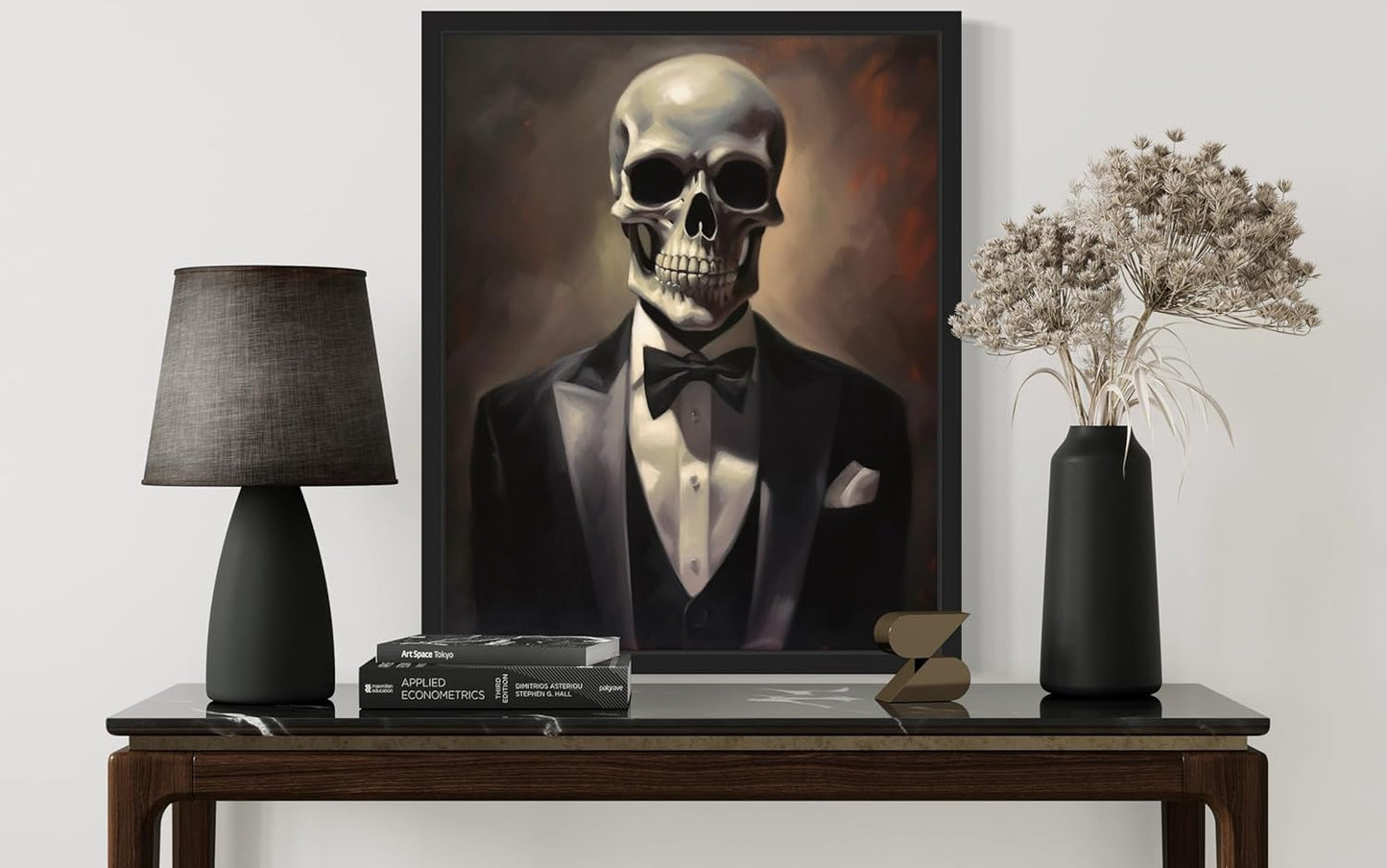 Skull Portrait Poster Art Print, Halloween Scary Vintage Wall Art Academia Spooky Painting Decoration for Horror Prints, Gothic Posters Bedroom Decor 89 (Skull Portrait, 8 x 10 inches, Unframed)