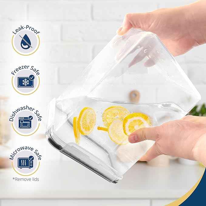 Reli. 5.2L Airtight Food Storage Containers with Lids (4 Sets) | Kitchen Organizers and Storage Pantry Organizers | BPA Free Plastic Container Set w/ 4 Measuring Cups, Dough Scraper, 6 Labels, Pen