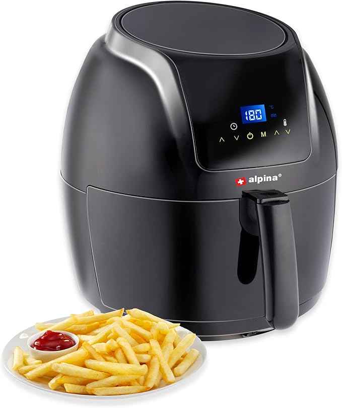 alpina Air Fryer Oil Free Deep Fryer 5 Litre Electric Deep Fryer with Non-Stick Coating Digital Touch Screen 7-8 People
